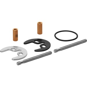 Set di fissaggio LUX per rubinetti, M6 x 65 mm, composto da viti, dadi, guarnizioni e rondelle di fissaggio.