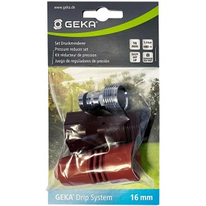 Set riduttore di pressione Geka Drip, 16 mm, per sistemi micro-goccia per ridurre la pressione dell'acqua.