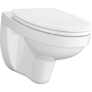 Set WC sospeso baliv Aberdeen bianco, senza brida, con sedile soft-close.