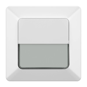 Pulsante bianco UP-Sonnerie Modino Priamos con targhetta per scatole da incasso.