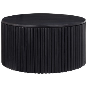 Tavolino da caffè rotondo Beliani Kirkwood nero in legno di mango con contenitore, Ø 70 cm.