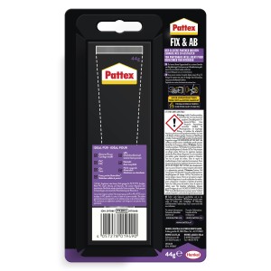 Pattex Fix & Ab colla per montaggio, tubo da 44g, trasparente. Adesivo universale per incollare invece di forare.