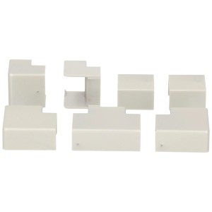 Ensemble de 7 raccords pour goulotte de câbles, gris métallisé, 16x10 mm.