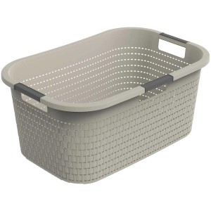 Cesto portabiancheria Rotho Country color cappuccino (40 l) effetto rattan con manici.