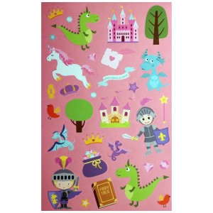 Glorex Stickerbuch Märchen mit Stickern von Drachen, Einhorn, Ritter und Schloss.