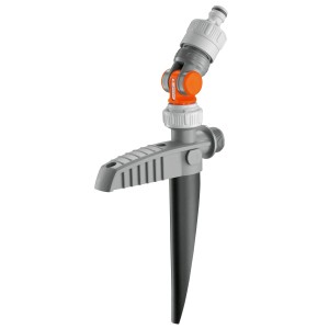 Gardena Raccord d'eau pour systèmes d'arrosage avec raccord pivotant et stop d'eau.