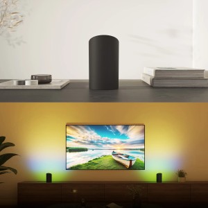Philips Hue Play Wallwasher lot de deux en noir, lampe LED flexible pour éclairage indirect.