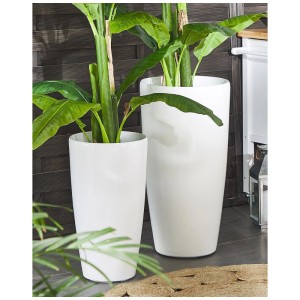 Pots de fleurs blancs Beliani Tseria en mélange argile-fibre, différentes tailles.