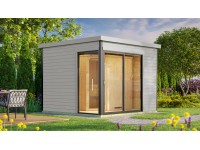 Design-Saunahaus 412 Sparset Hellgrau inkl. Saunaofen Kompakt 9,0 kW Design-Saunahaus 412 Sparset Hellgrau inkl. Saunaofen Kompakt 9,0 kW