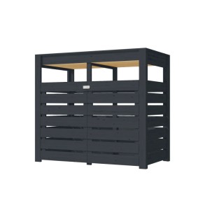 Karibu Cache-poubelle anthracite pour 2 poubelles avec jardinière surélevée intégrée.