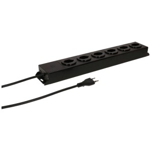 Schwarze Max Hauri Steckdosenleiste Power Line Aluminium mit 6 Typ 13 Steckdosen.