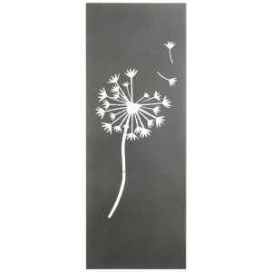 Paravent Nouvel Vento, brise-vue en acier anthracite avec motif pissenlit pour jardin et terrasse.
