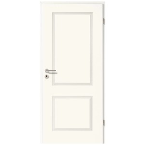 Porta interna bianca Brillant Classic in stile country con maniglia argento, battuta a destra.