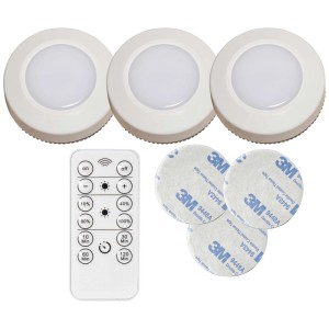 Lot de 3 veilleuses LED Star Trading avec télécommande et pastilles adhésives. Veilleuses pratiques pour l'intérieur.