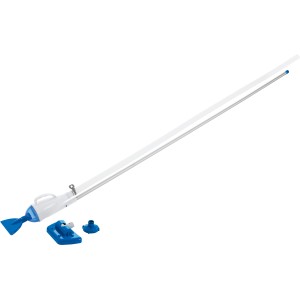 Aspirateur de piscine Bestway Flowclear AquaCrawl avec manche, brosse et accessoires pour le nettoyage.