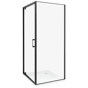 Beliani Cabine de douche Darli en verre transparent et noir 185 x 80 x 80 cm