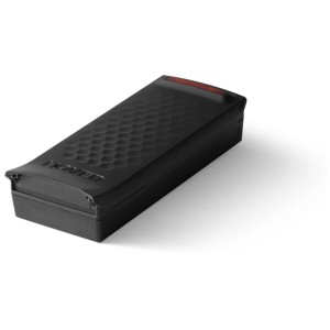 Batteria Hoverair nera per droni X1 Pro/Max. Rettangolare, con motivo a nido d'ape e accento rosso.