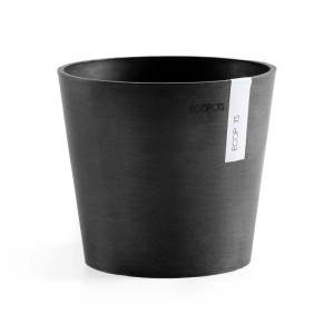 Pot de fleurs Ecopots Amsterdam Mini, gris foncé, 17 cm. Idéal pour l'intérieur et l'extérieur.