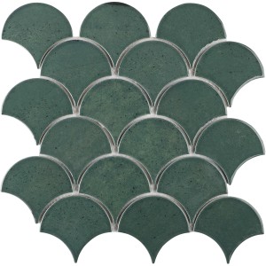 Mosaïque Castello vert foncé motif éventail, carreaux céramique pour murs.