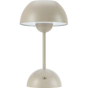 Beige Solar-LED-Tischleuchte Messina, Ø 16 cm, 27,5 cm hoch, für den Außenbereich.