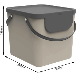 Cestino riciclaggio Rotho Albula, 40L, color cappuccino, con coperchio e maniglie.