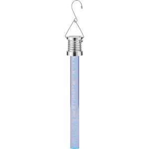 Lampe solaire suspendue bleue en forme de bâton avec LED, idéale comme décoration pour le jardin.