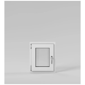 Fenêtre oscillo-battante Roro en PVC blanc, DIN gauche, 50x60 cm. Fenêtre avec poignée aspect argent.