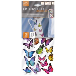 Stickers décoratifs Crearreda papillons, multicolores, 23 pièces, pour murs, carrelages et accessoires.