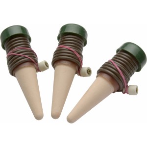 Système d'arrosage automatique pour plantes d'intérieur, lot de 3 avec cône en argile et tuyau.