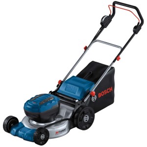 Tondeuse à gazon sans fil Bosch Professional GRA 18V2-46 sans batterie, avec bac de ramassage.