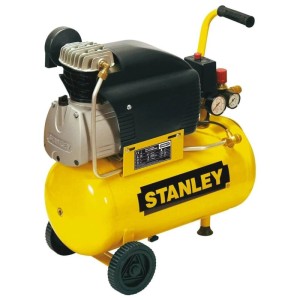 Compresseur Stanley D211/8/24 jaune avec cuve de 24L, manomètres et poignée.