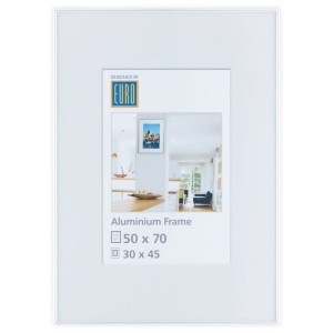 Cornice portafoto in alluminio AL3 argento, 50x70 cm. Design semplice per foto e immagini.