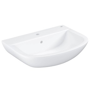 Lavabo blanc Grohe Bau Ceramic à montage mural avec trop-plein.