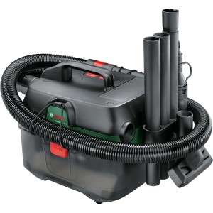 Aspirateur sans fil Bosch AdvancedVac 18V-8 avec accessoires, un aspirateur eau et poussière.