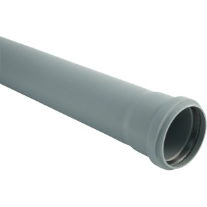 Tubo HT Marley grigio DN 40 con manicotto, lunghezza 150 mm, per scarico edilizio.