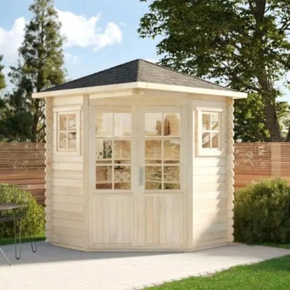 Alpholz 5-Eck Gartenhaus Sunny-A Natur 200 cm x 200 cm, imprägniert