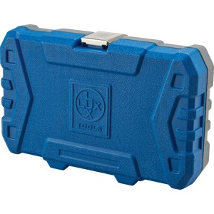 Mallette bleue et grise LUX-TOOLS pour set de clés à douille 53 pcs. Boîtier robuste pour clés et embouts.