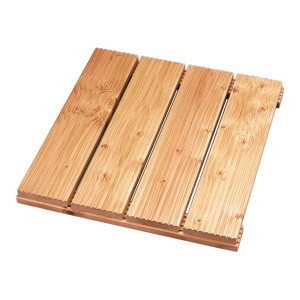 Dalle en bois de douglas naturel, 50x50cm, surface rainurée pour terrasse et balcon.