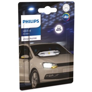 Lampada LED per auto Philips Ultinon Pro3100, 43 mm, per illuminazione interna con luce bianca fredda.