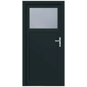 Porte d'entrée secondaire Roro Hamburg Premium anthracite avec verre ornemental ISO et poignée.