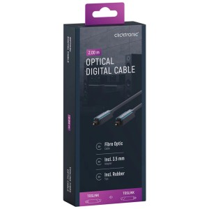 Cavo ottico Clicktronic, 2 m, connettore Toslink nella confezione. Cavo per trasmissione audio digitale.