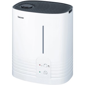 Humidificateur Beurer LB 55 avec technologie d'évaporation, boîtier blanc avec indicateur de niveau d'eau.