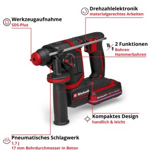 Einhell Akku-Bohrhammer TP-HD 18/17-C Li BL inkl. Akku und Zubehör