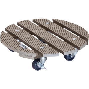 Wagner WPC Sottovaso con rotelle GH 0536, Ø 29 cm, color tortora. Ideale per interni ed esterni.