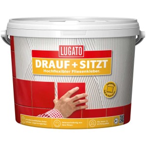 Secchio di adesivo per piastrelle Drauf + Sitzt, altamente flessibile, 1 kg. Per interni su varie superfici.