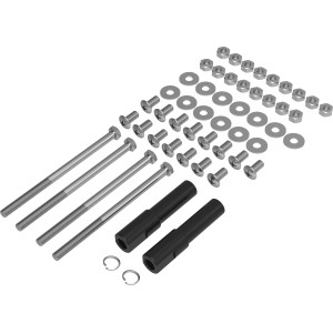 Kit de montage pour barbecue boule Jamestown Dexter XL : vis, écrous, rondelles et manchons en acier.