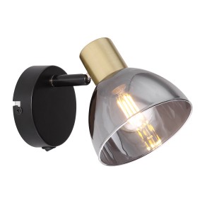 Globo Wandstrahler Jay, schwarz/bronzefarben, Ø 11cm. LED-Spot mit rauchfarbenem Glas.