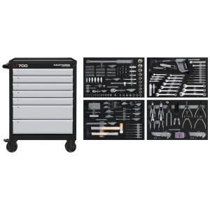 Servante d'atelier Kraftwerk LT700 avec assortiment d'outils 337 pièces dans 7 tiroirs.