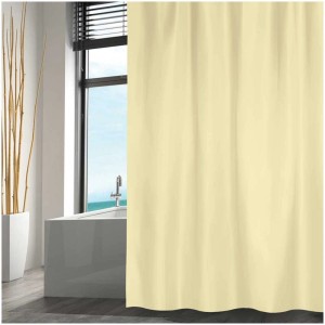 Tenda doccia MSV in poliestere giallo chiaro, 180x200 cm, in bagno.
