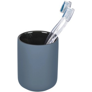 Portaspazzolino blu Wenko Avellino in ceramica con due spazzolini.